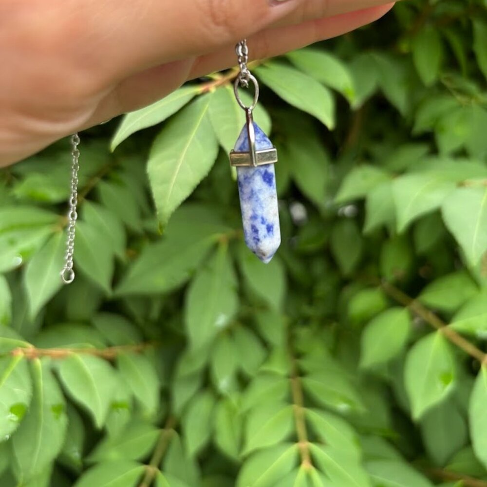 Handmade Blue Spot Jasper crystal necklace - Picture 3 of 5
